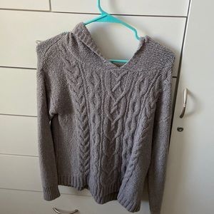 Knitted styles sweater with hoodie